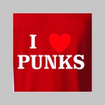 I LOVE PUNKS!   mikina s kapucou stiahnutelnou šnúrkami a klokankovým vreckom vpredu